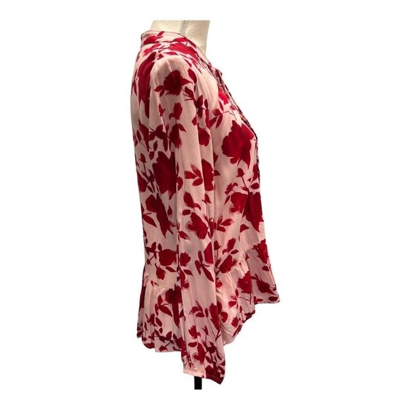 Matilda Jane Blouse Womens M Miri Floral Print Ruffle Red Pink Casual Ladies - Picture 4 of 7